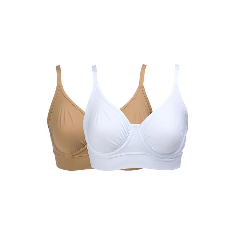 Rhonda Shear 2pk Butterknit No Wire Underwire Bra Beige/White -
